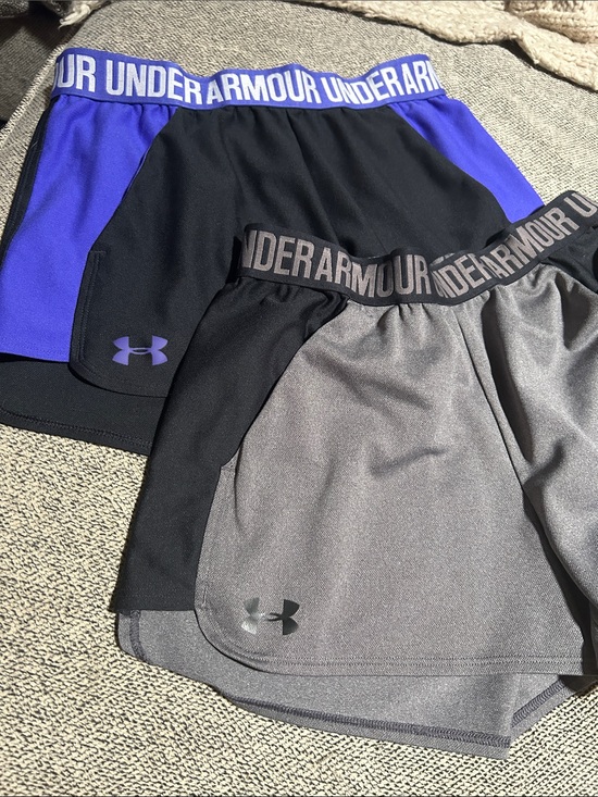 Under Armour Pants - Under Armour Women's Athletic Shorts Pair - Black, Purple, Gray